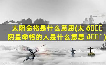 太阴命格是什么意思(太 🕊 阴星命格的人是什么意思 🐴 )